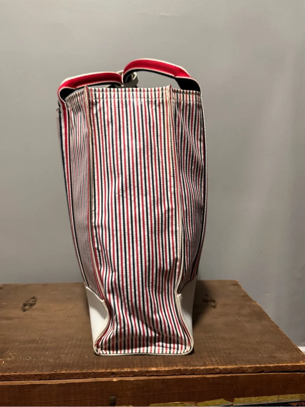 Thom Browne Striped Tote Bag Red White Blue Large Canvas Leather Shopper